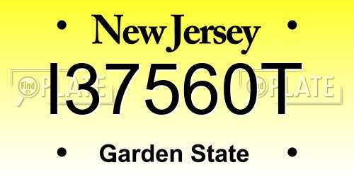 I37560T New Jersey License Plate
