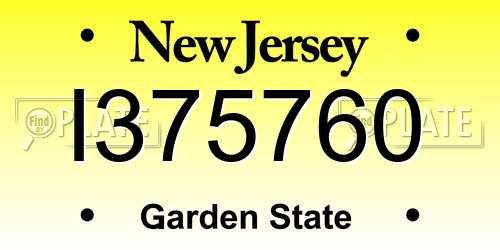 I375760 New Jersey License Plate