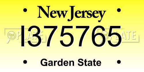 I375765 New Jersey License Plate