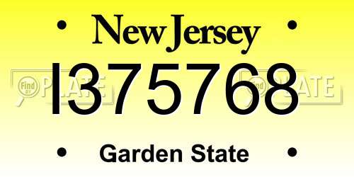 I375768 New Jersey License Plate