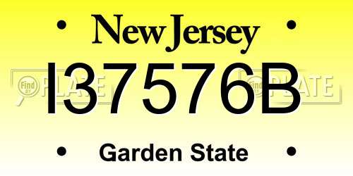 I37576B New Jersey License Plate