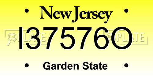 I37576O New Jersey License Plate
