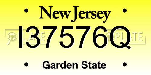 I37576Q New Jersey License Plate