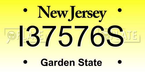 I37576S New Jersey License Plate