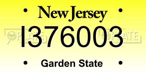I376003 New Jersey License Plate