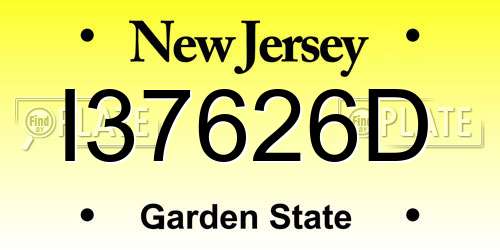 I37626D New Jersey License Plate