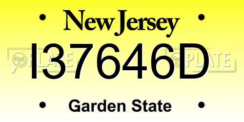 I37646D New Jersey License Plate