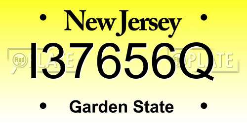 I37656Q New Jersey License Plate