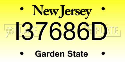 I37686D New Jersey License Plate