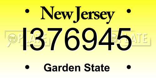 I376945 New Jersey License Plate