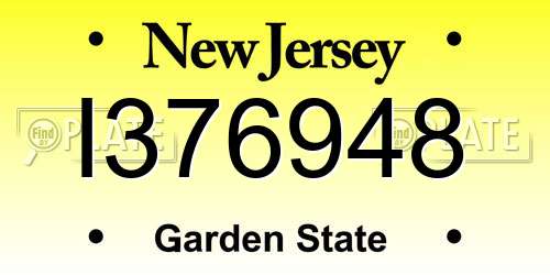 I376948 New Jersey License Plate