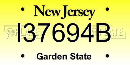 I37694B New Jersey License Plate