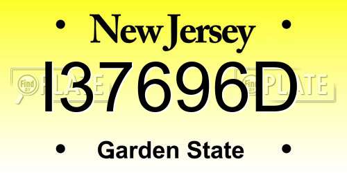 I37696D New Jersey License Plate