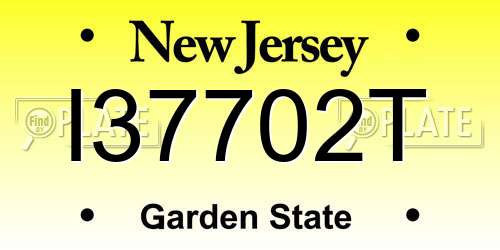 I37702T New Jersey License Plate