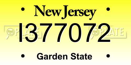 I377072 New Jersey License Plate