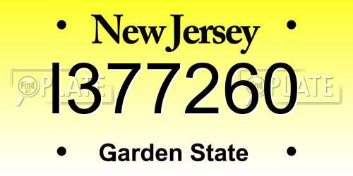 I377260 New Jersey License Plate