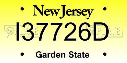 I37726D New Jersey License Plate
