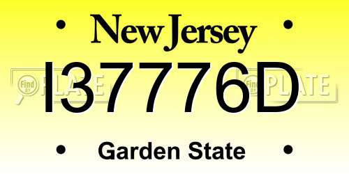 I37776D New Jersey License Plate