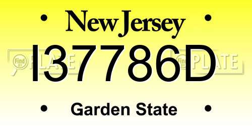 I37786D New Jersey License Plate