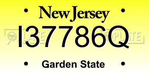 I37786Q New Jersey License Plate