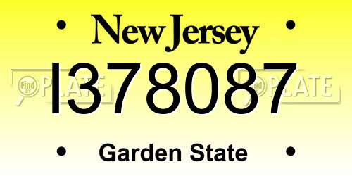I378087 New Jersey License Plate