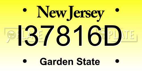 I37816D New Jersey License Plate