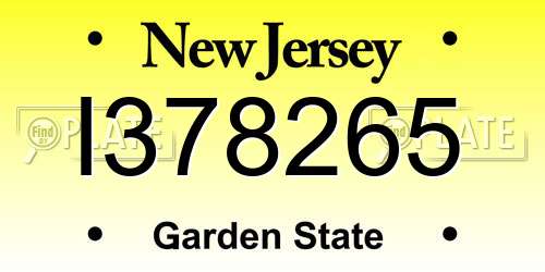I378265 New Jersey License Plate