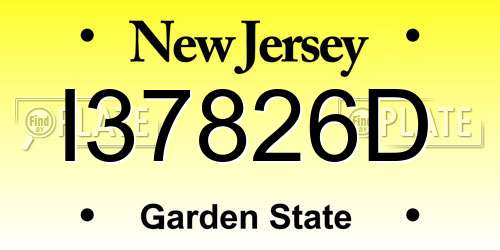 I37826D New Jersey License Plate
