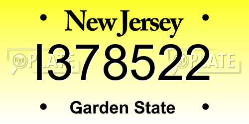I378522 New Jersey License Plate