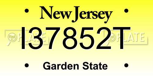 I37852T New Jersey License Plate
