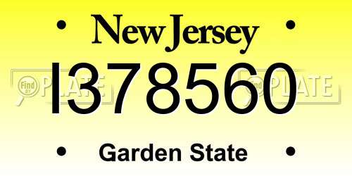 I378560 New Jersey License Plate