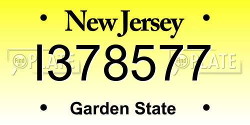 I378577 New Jersey License Plate