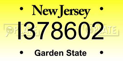 I378602 New Jersey License Plate