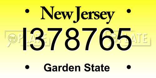 I378765 New Jersey License Plate