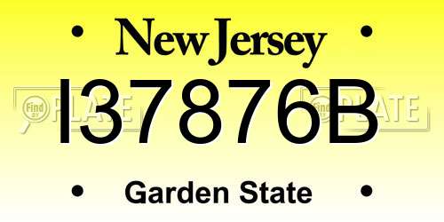 I37876B New Jersey License Plate