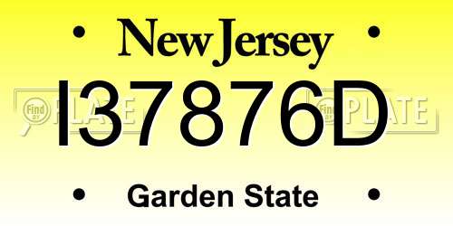 I37876D New Jersey License Plate