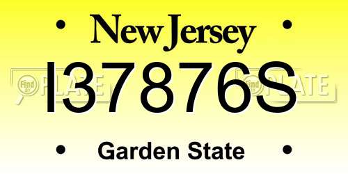 I37876S New Jersey License Plate
