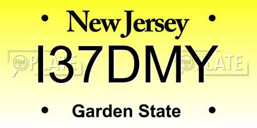 I37DMY New Jersey License Plate