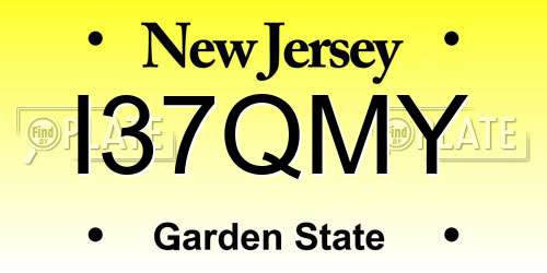 I37QMY New Jersey License Plate