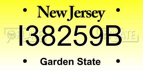 I38259B New Jersey License Plate