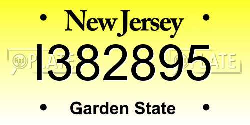 I382895 New Jersey License Plate