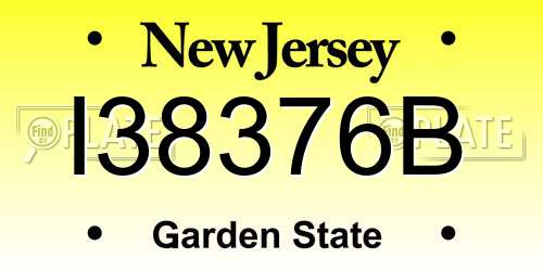 I38376B New Jersey License Plate