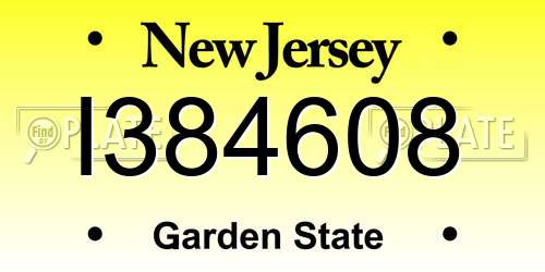 I384608 New Jersey License Plate