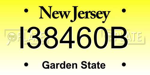 I38460B New Jersey License Plate