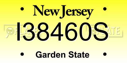 I38460S New Jersey License Plate