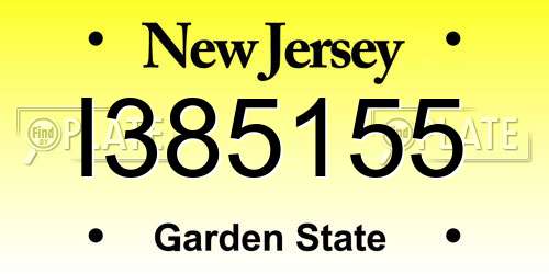 I385155 New Jersey License Plate