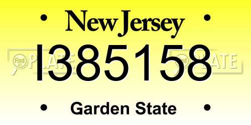 I385158 New Jersey License Plate