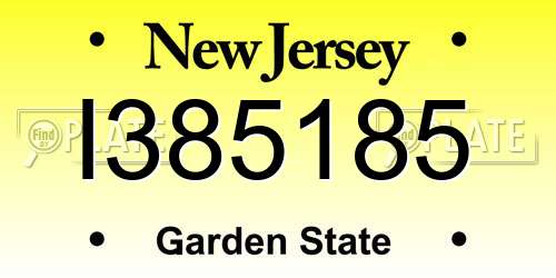I385185 New Jersey License Plate