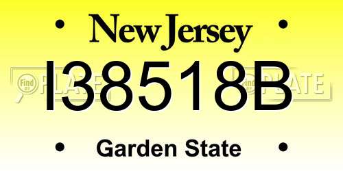 I38518B New Jersey License Plate