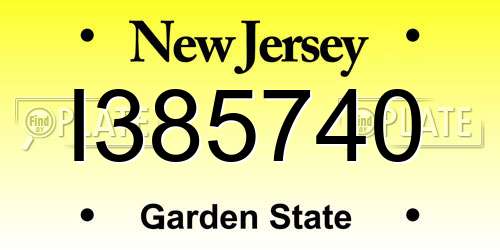I385740 New Jersey License Plate